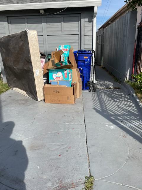 Appliance and boxes prepared for removal